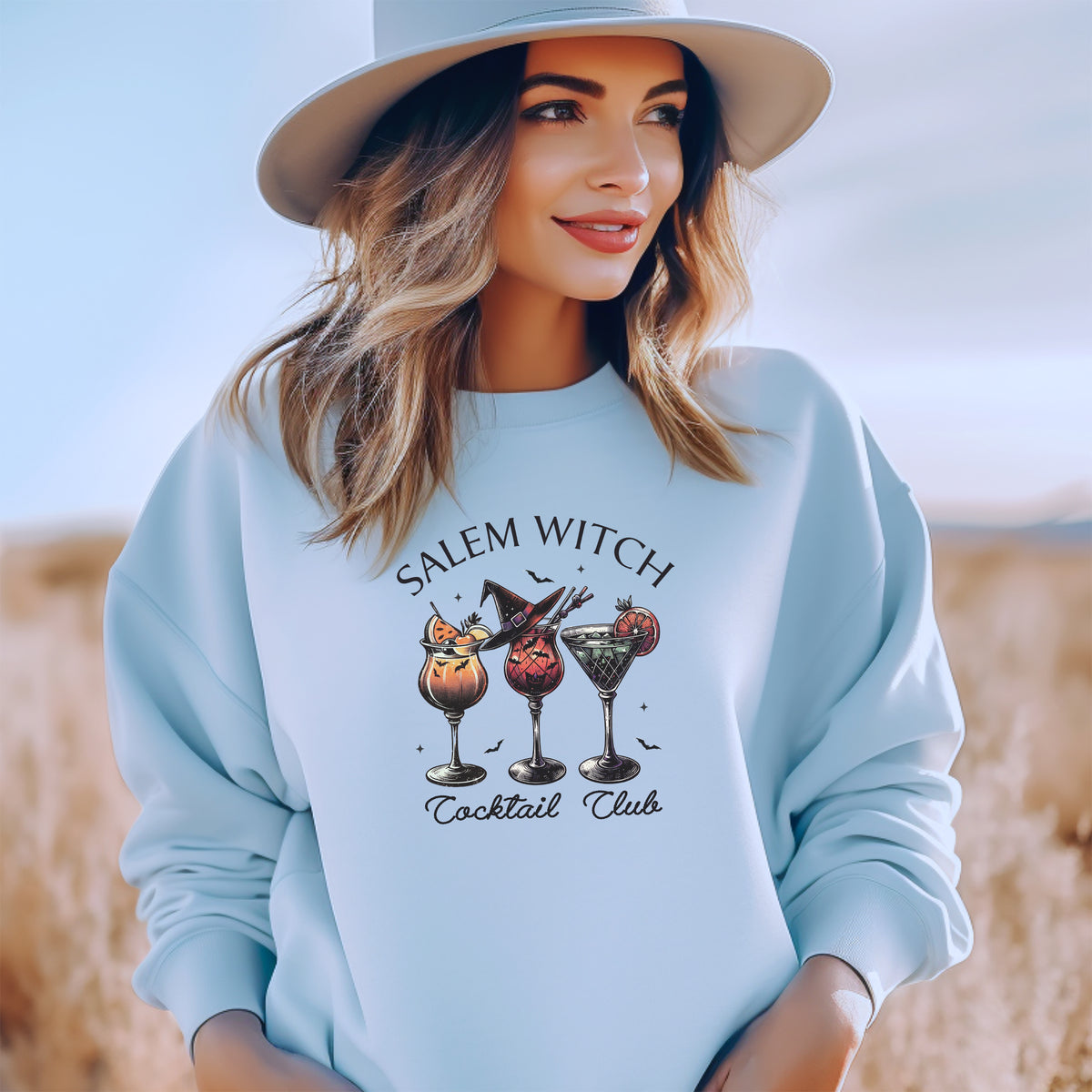 Salem Witch Cocktail Club Halloween Fall Crewneck Sweatshirt