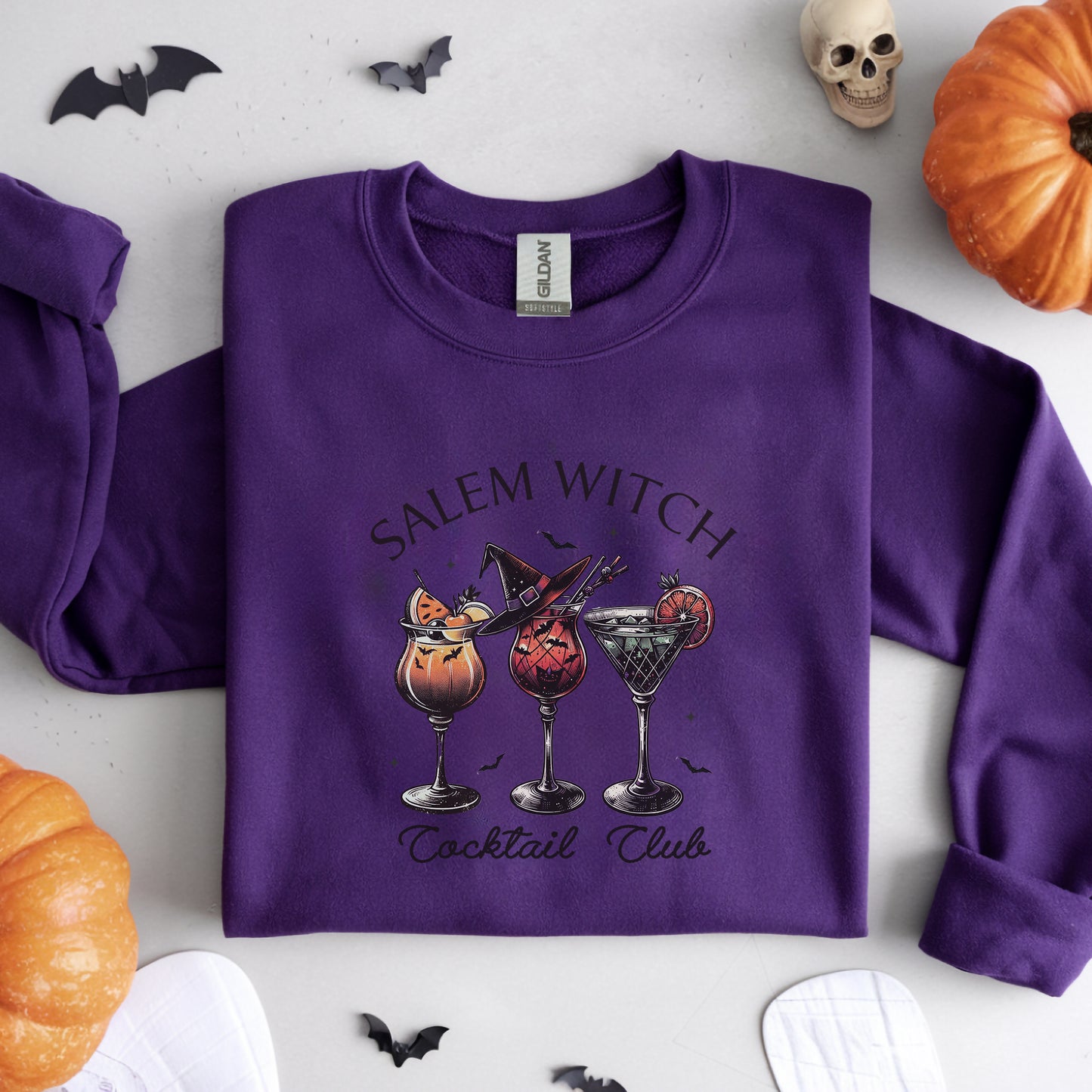Salem Witch Cocktail Club Halloween Fall Crewneck Sweatshirt