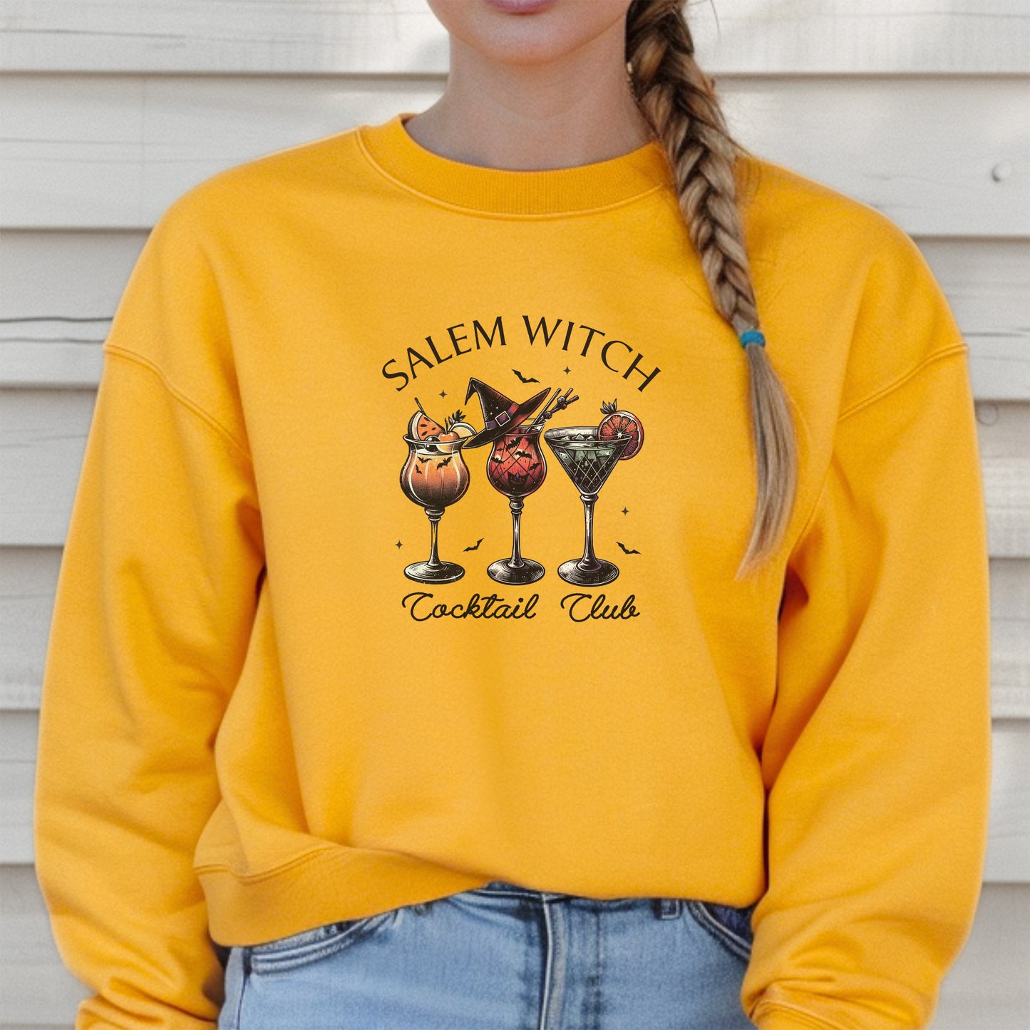 Salem Witch Cocktail Club Halloween Fall Crewneck Sweatshirt