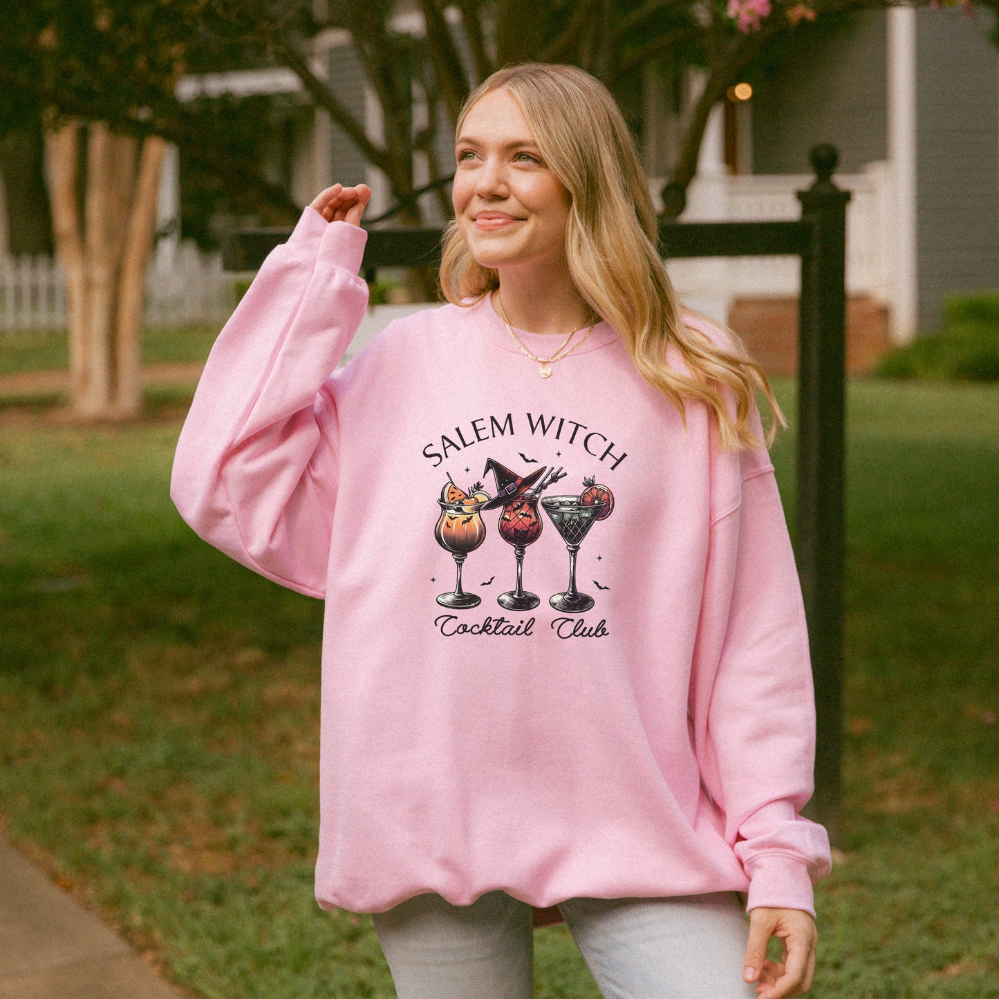 Salem Witch Cocktail Club Halloween Fall Crewneck Sweatshirt