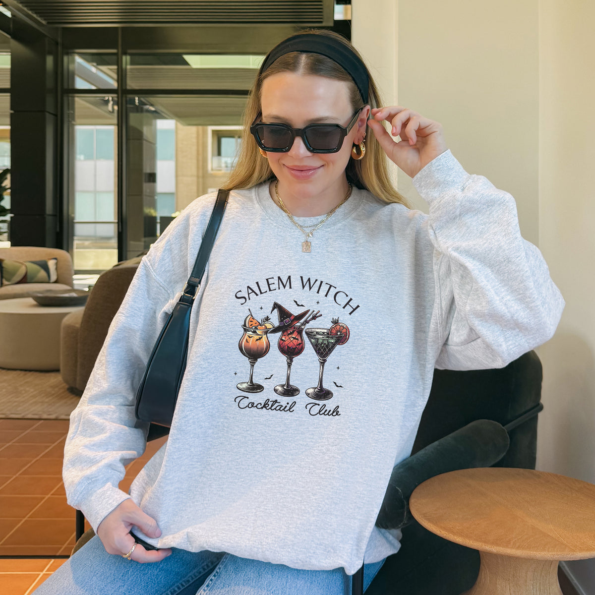 Salem Witch Cocktail Club Halloween Fall Crewneck Sweatshirt
