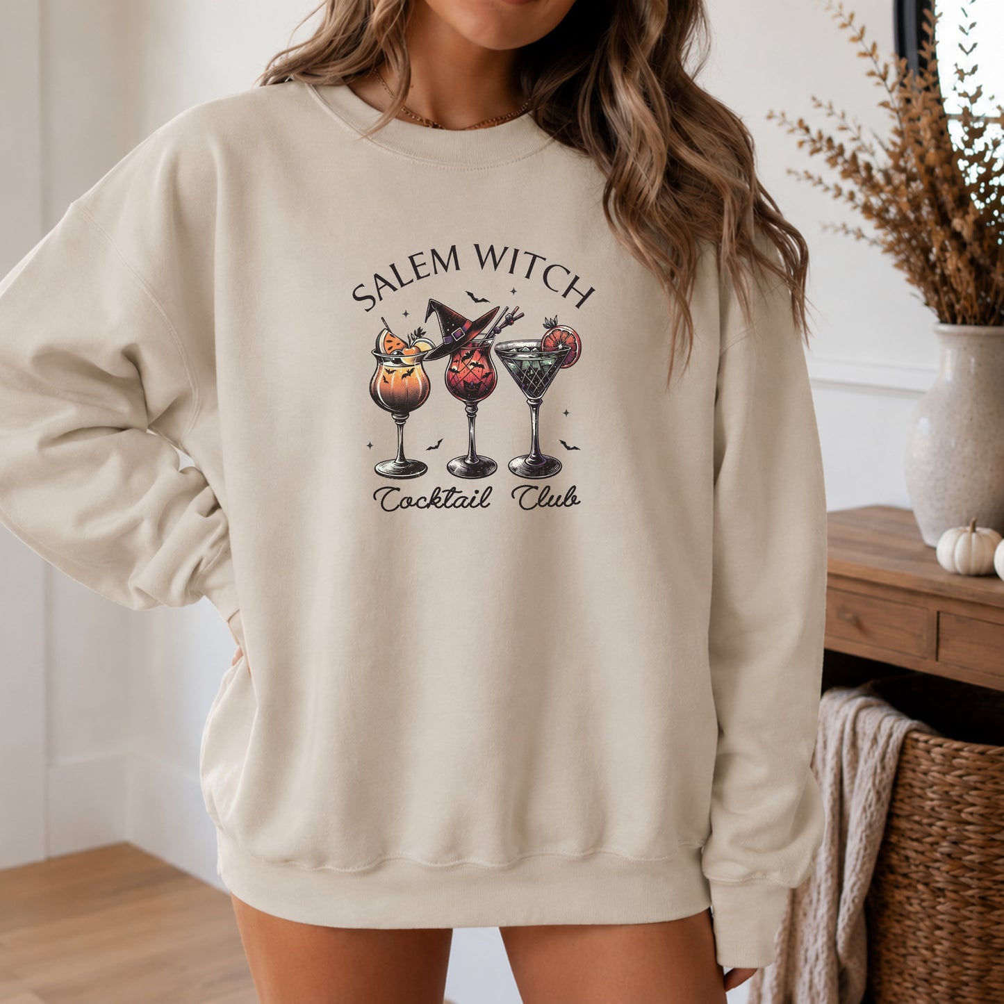 Salem Witch Cocktail Club Halloween Fall Crewneck Sweatshirt