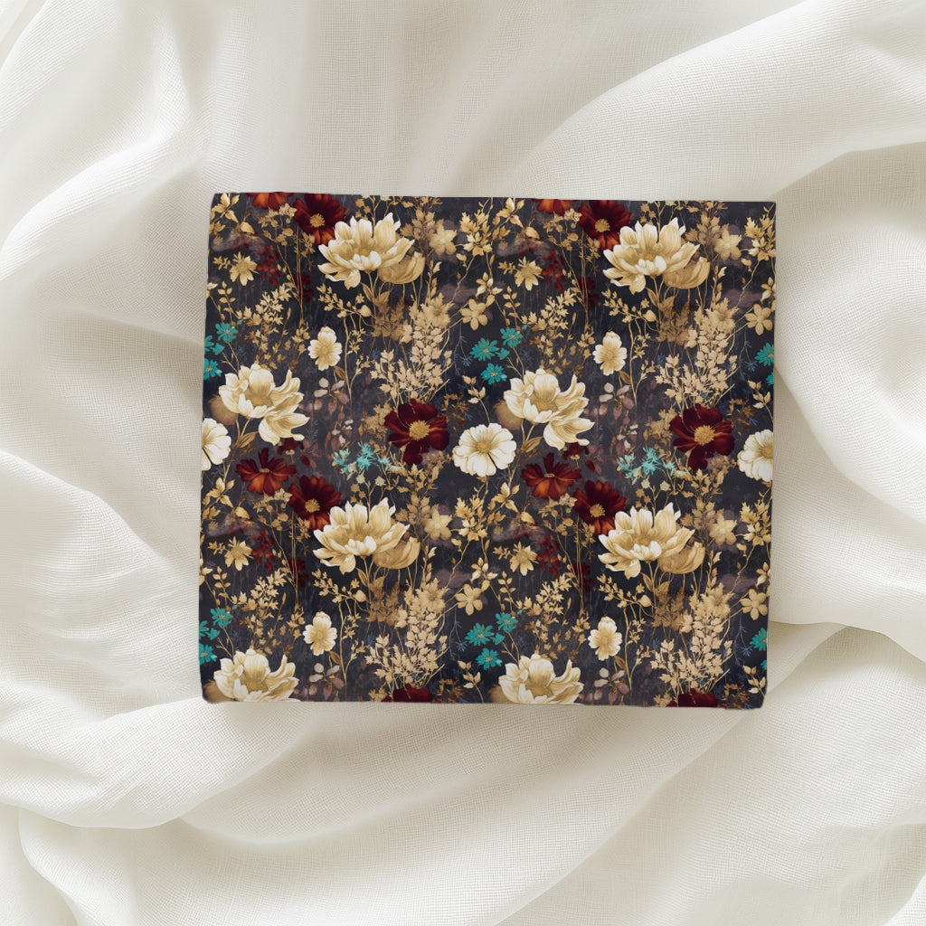 Beige, Maroon Red & Blue Dark Moody Floral Gift Wrapping Paper - Birthday Gift Wrap, Bridal Gifting, Christmas Holiday Gift Accessories