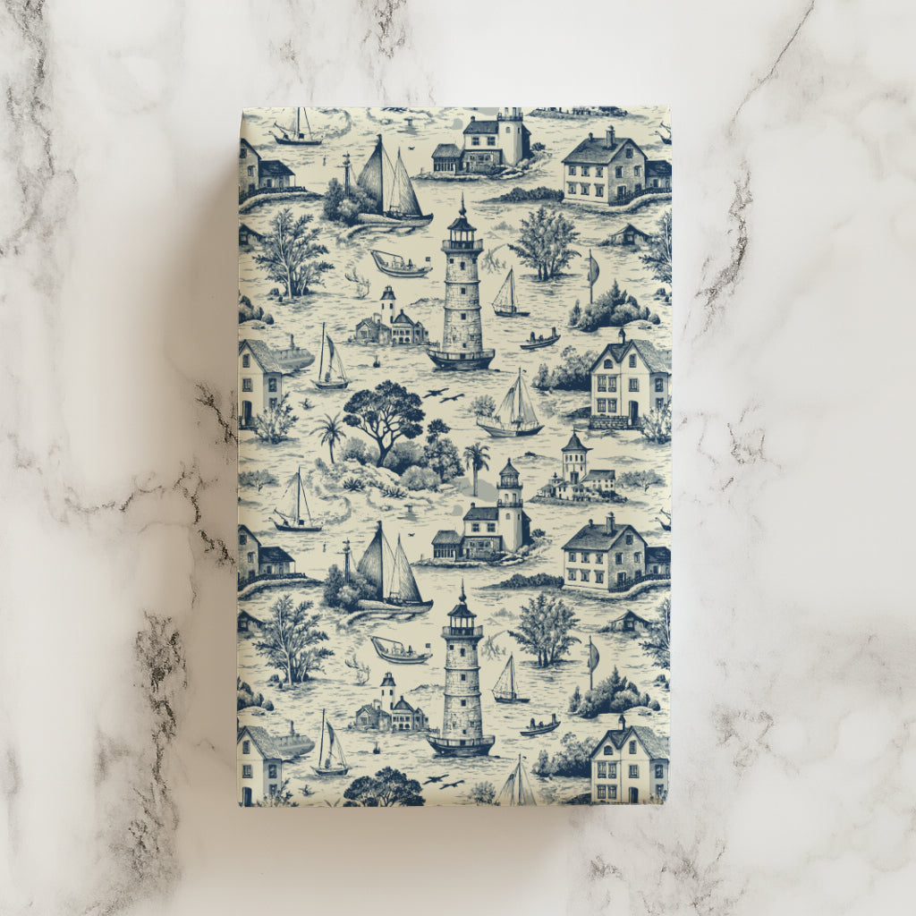 Vintage Coastal Nautical Blue Toile De Jouy Gift Wrapping Paper