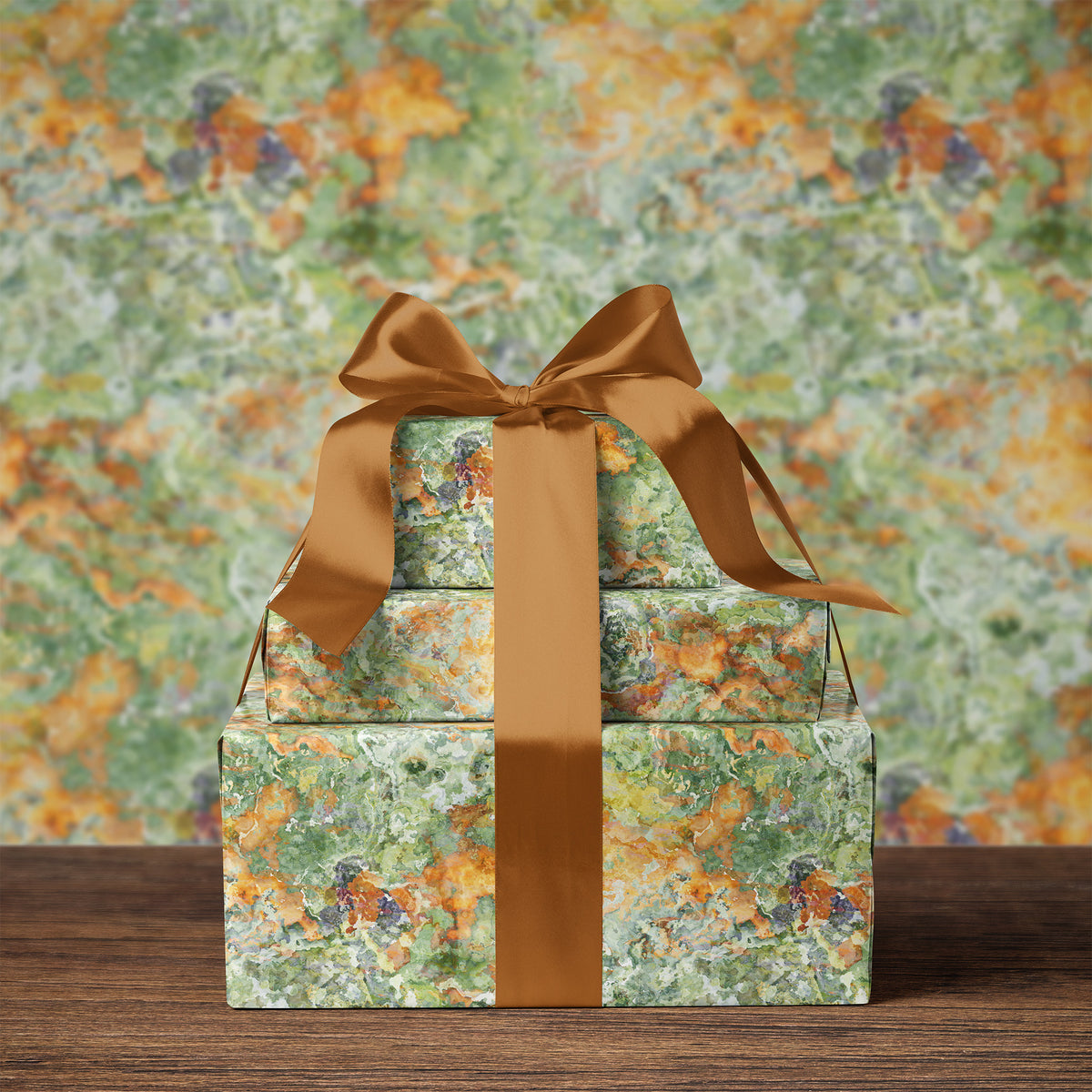 Green, Orange & Purple Watercolor Splatter Gift Wrapping Paper