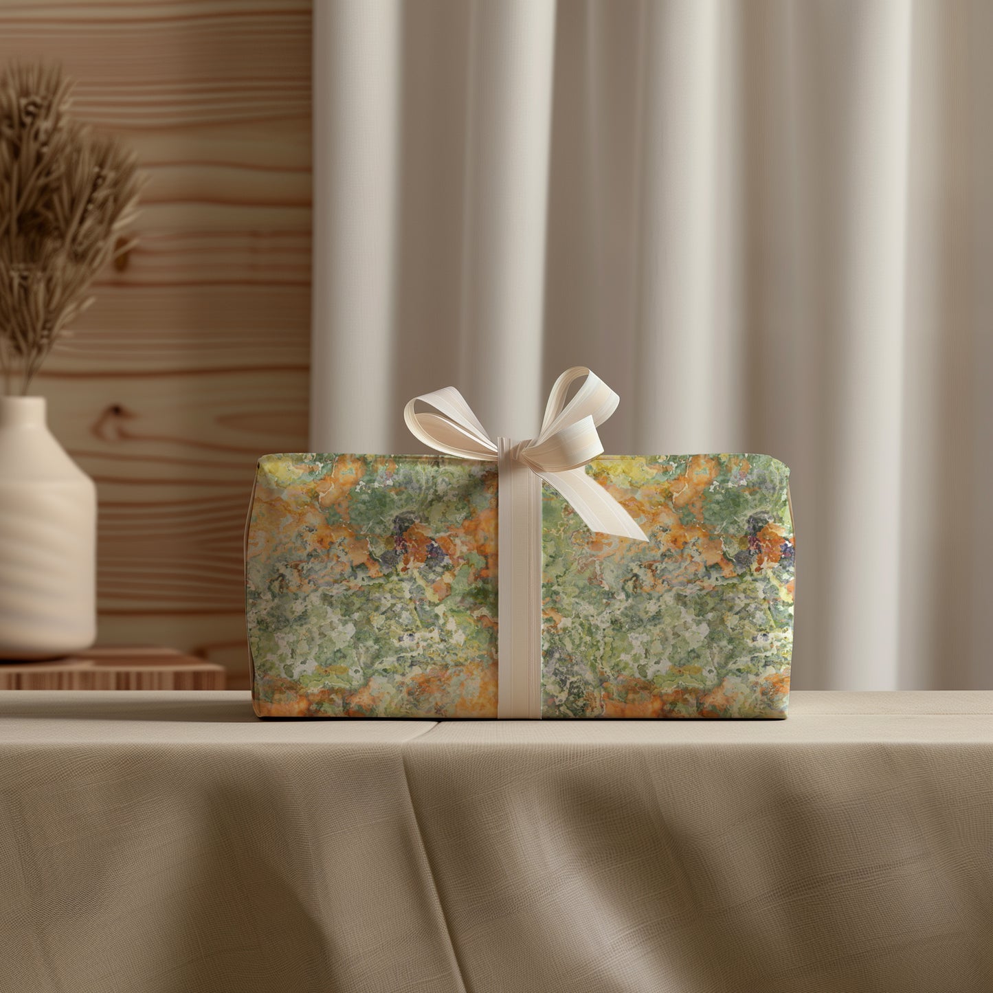 Green, Orange & Purple Watercolor Splatter Gift Wrapping Paper