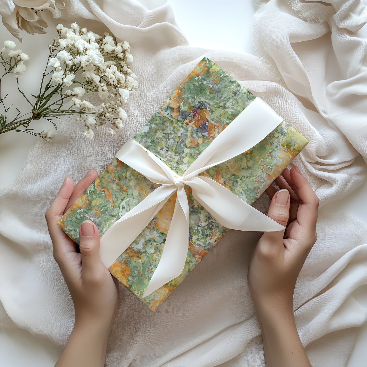 Green, Orange & Purple Watercolor Splatter Gift Wrapping Paper