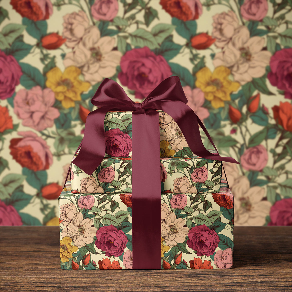 Bold Retro Colorful Floral Gift Wrapping Paper