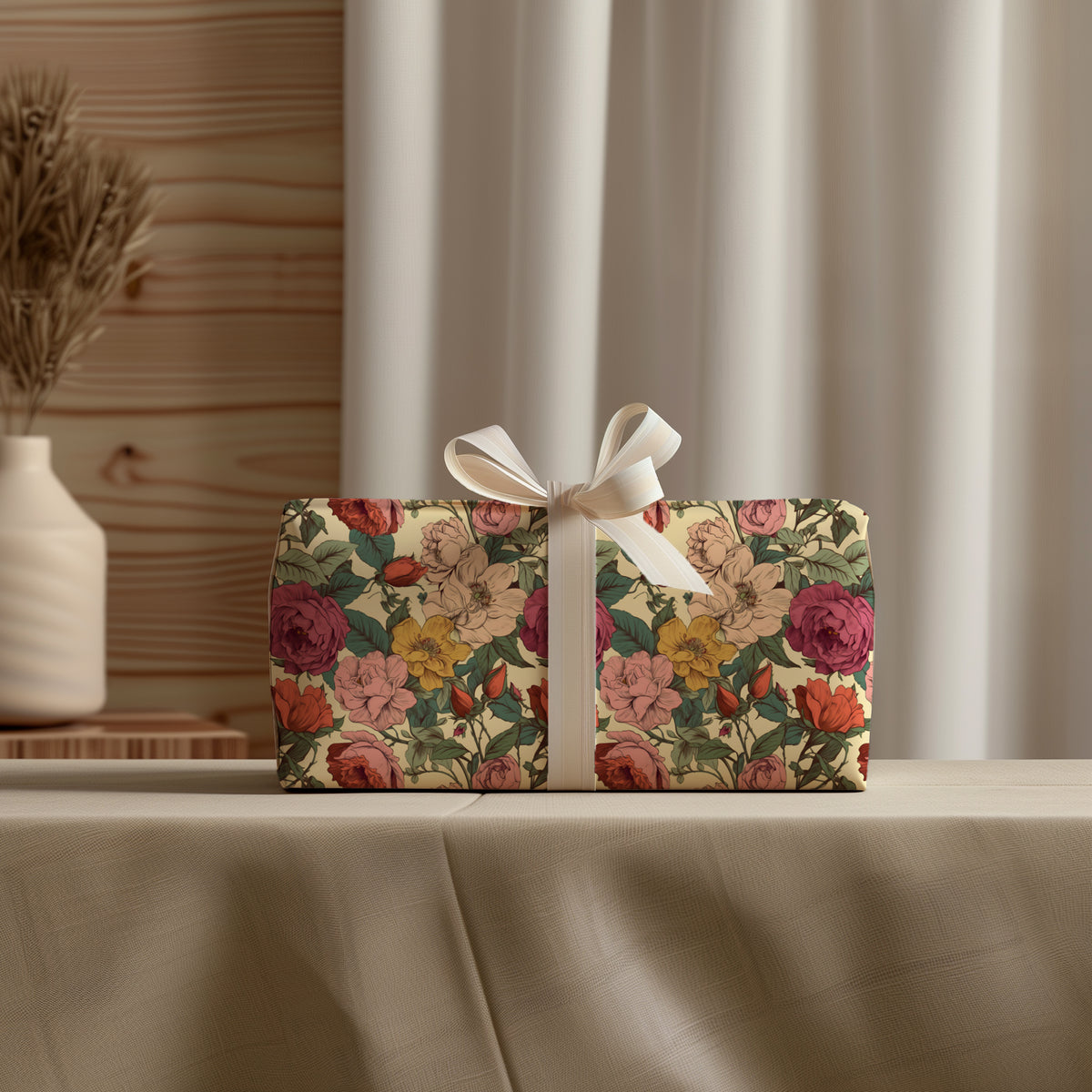 Bold Retro Colorful Floral Gift Wrapping Paper