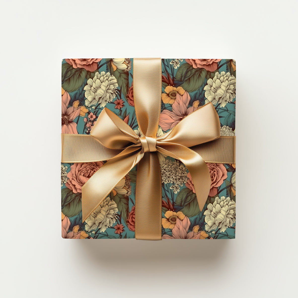 Bold Retro Colorful Blue, Pink, Red & Cream Floral Gift Wrapping Paper