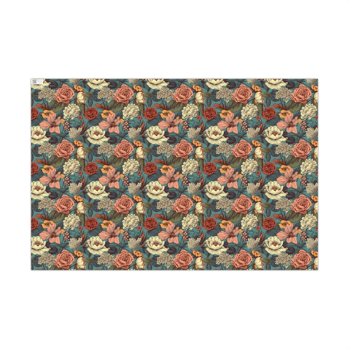 Bold Retro Colorful Blue, Pink, Red & Cream Floral Gift Wrapping Paper