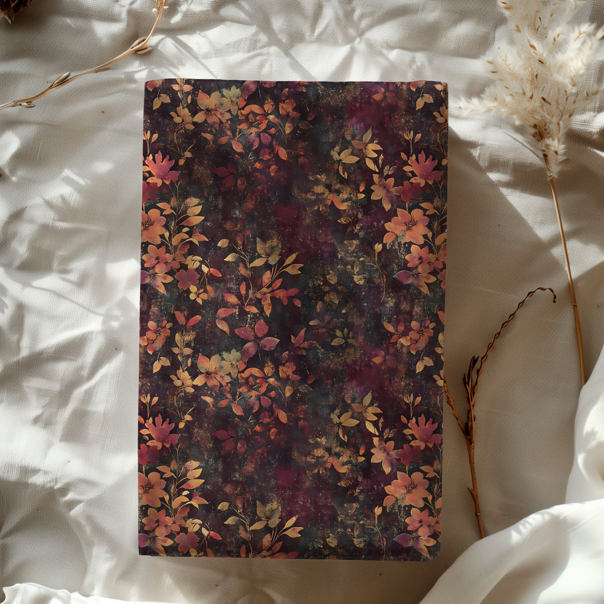 Dark Moody Red Jewel Toned Floral Bloom Victorian Gift Wrapping Paper