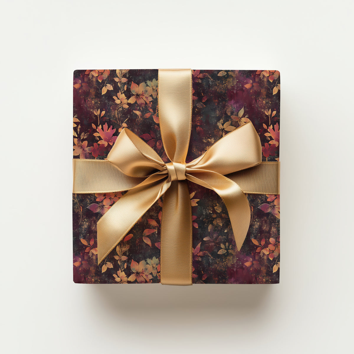 Dark Moody Red Jewel Toned Floral Bloom Victorian Gift Wrapping Paper