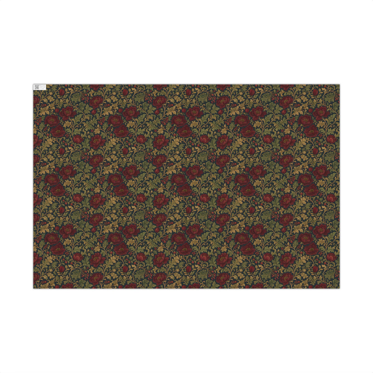 Dark Moody Red Floral Bloom Vintage William Morris Style Gift Wrapping Paper