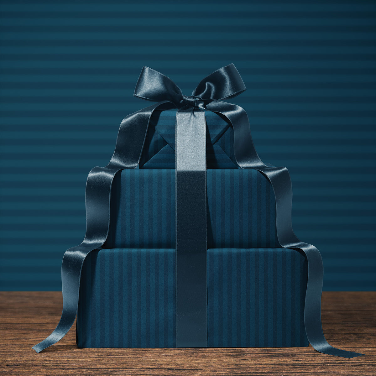 Navy Dark Blue Striped Gift Wrapping Paper