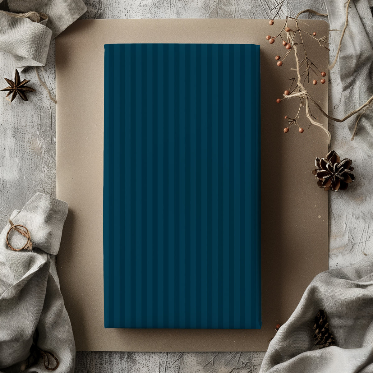 Navy Dark Blue Striped Gift Wrapping Paper
