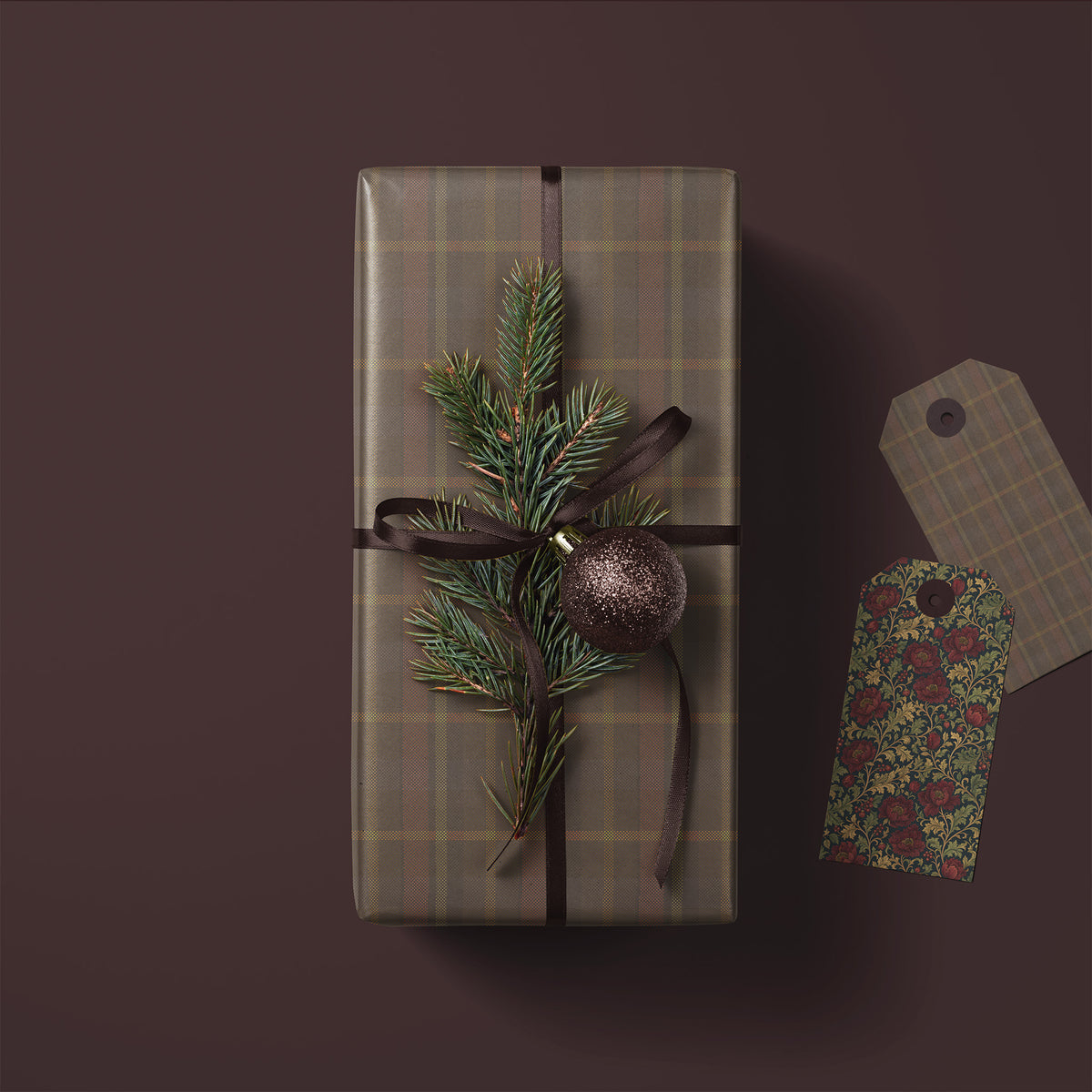 Muted Browns & Plums Neutral Plaid Tartan Gift Wrapping Paper