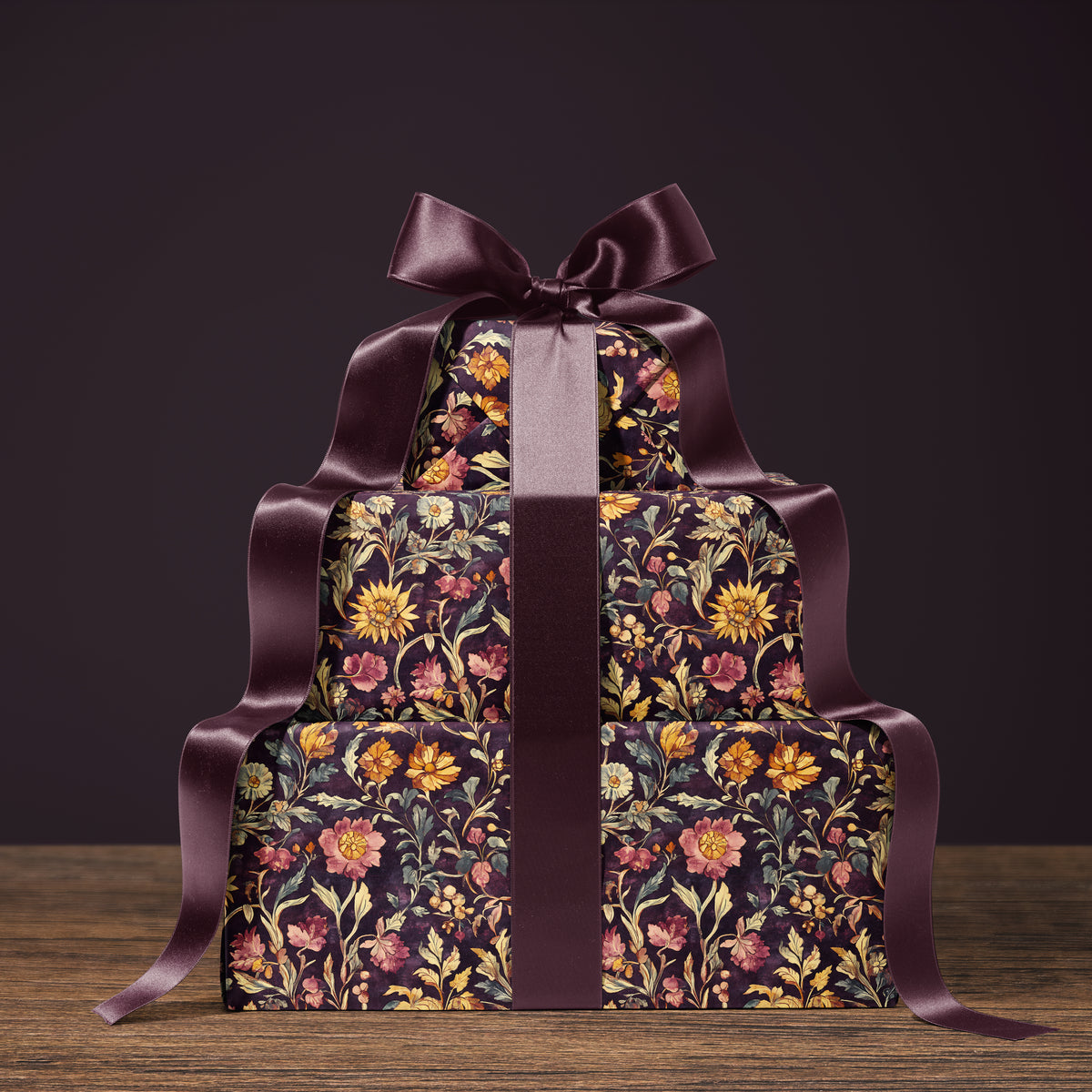 Dark Moody Autumn Florals & Greenery Gift Wrapping Paper