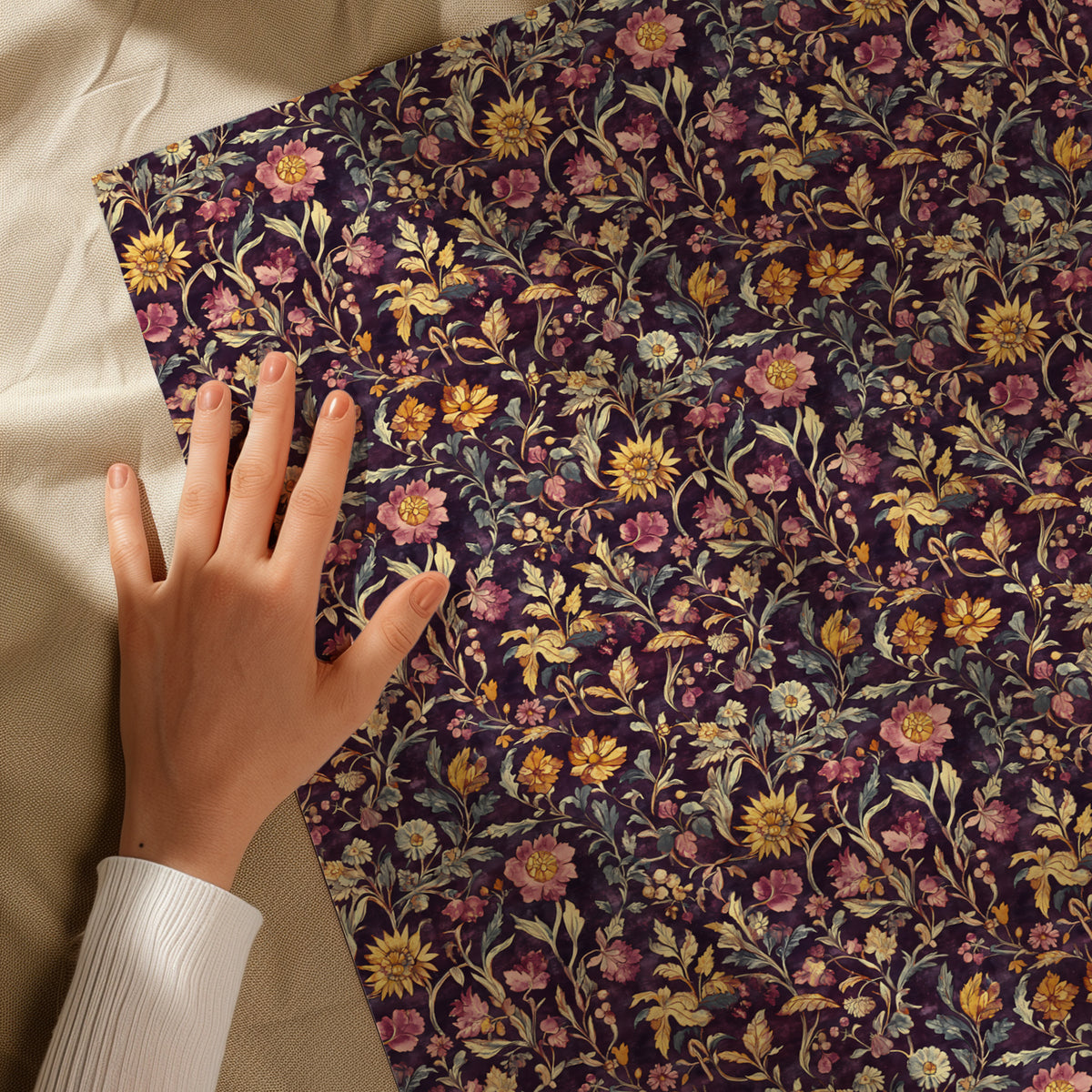 Dark Moody Autumn Florals & Greenery Gift Wrapping Paper