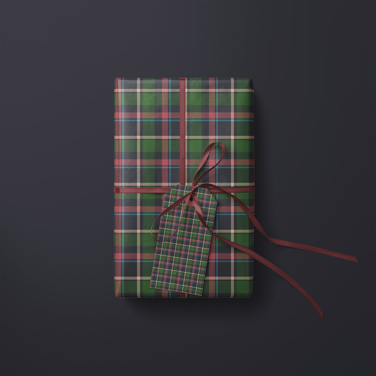 Green, Pink & Blue Tartan Plaid Gift Wrapping Paper