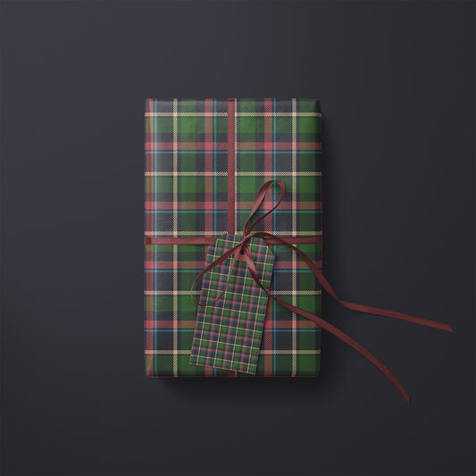 Green, Pink & Blue Tartan Plaid Gift Wrapping Paper