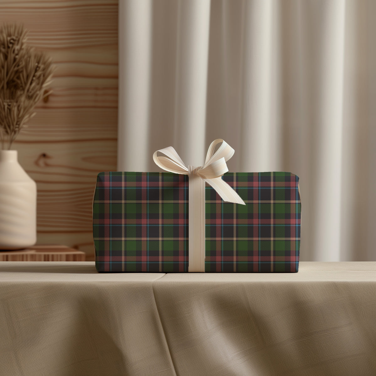 Green, Pink & Blue Tartan Plaid Gift Wrapping Paper