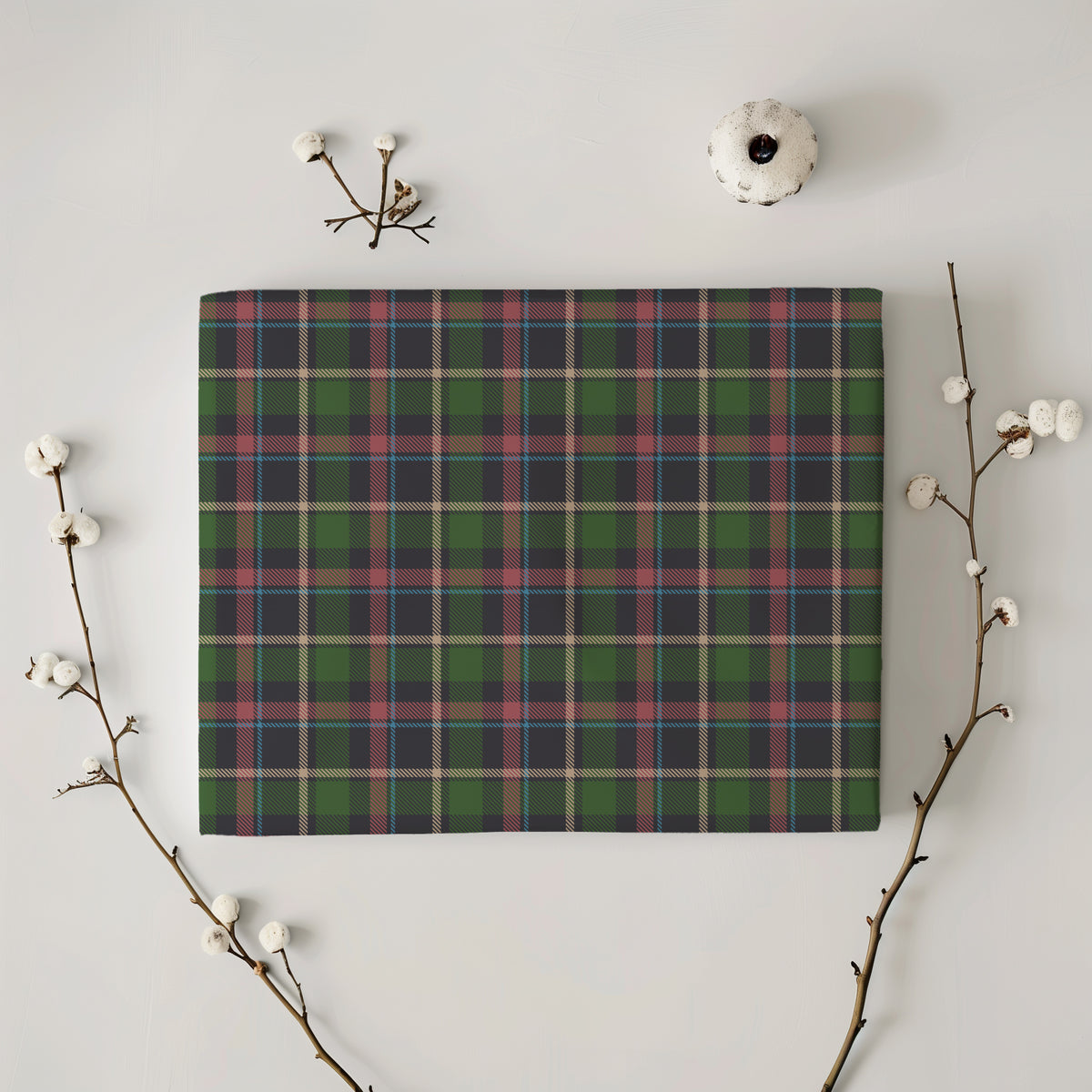 Green, Pink & Blue Tartan Plaid Gift Wrapping Paper