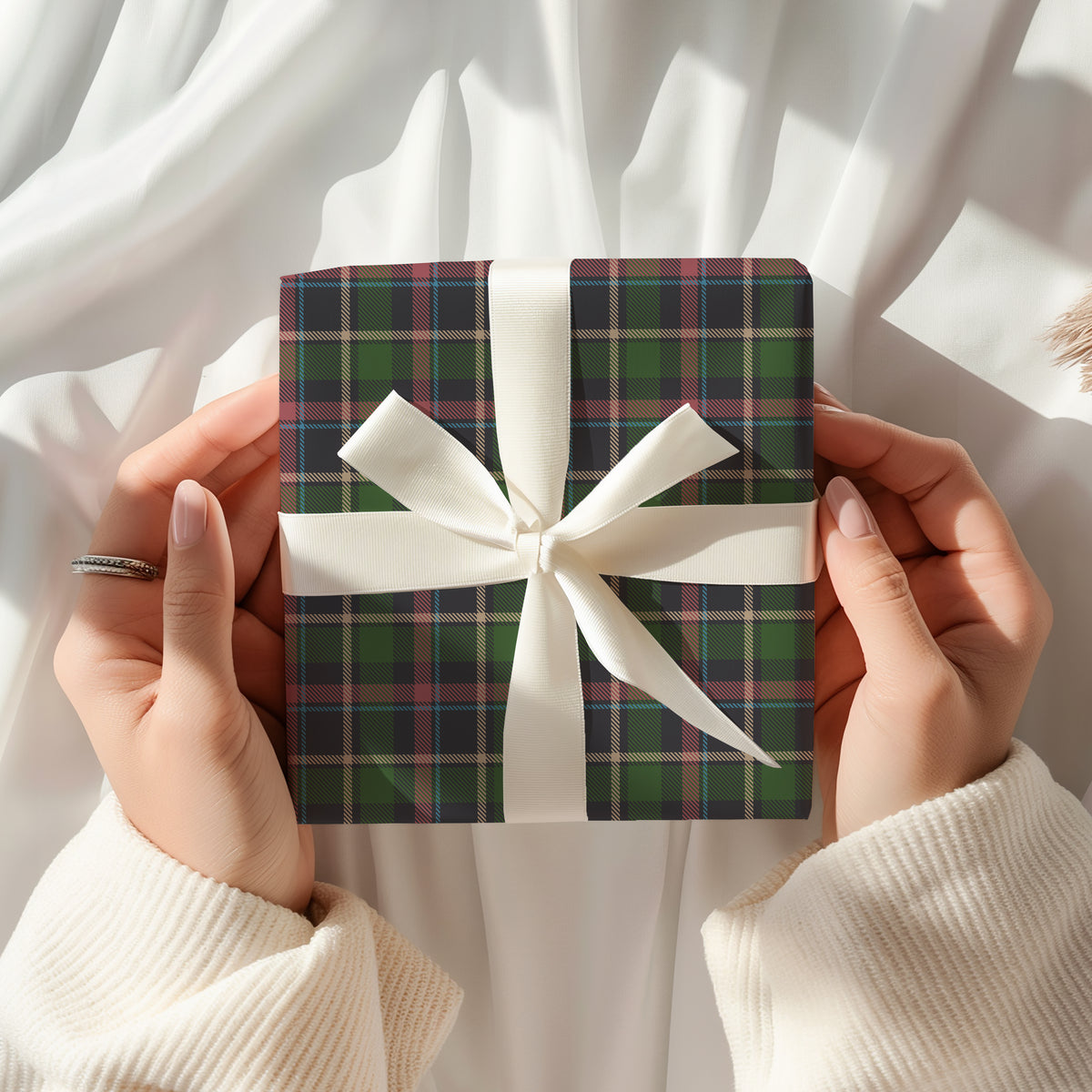 Green, Pink & Blue Tartan Plaid Gift Wrapping Paper