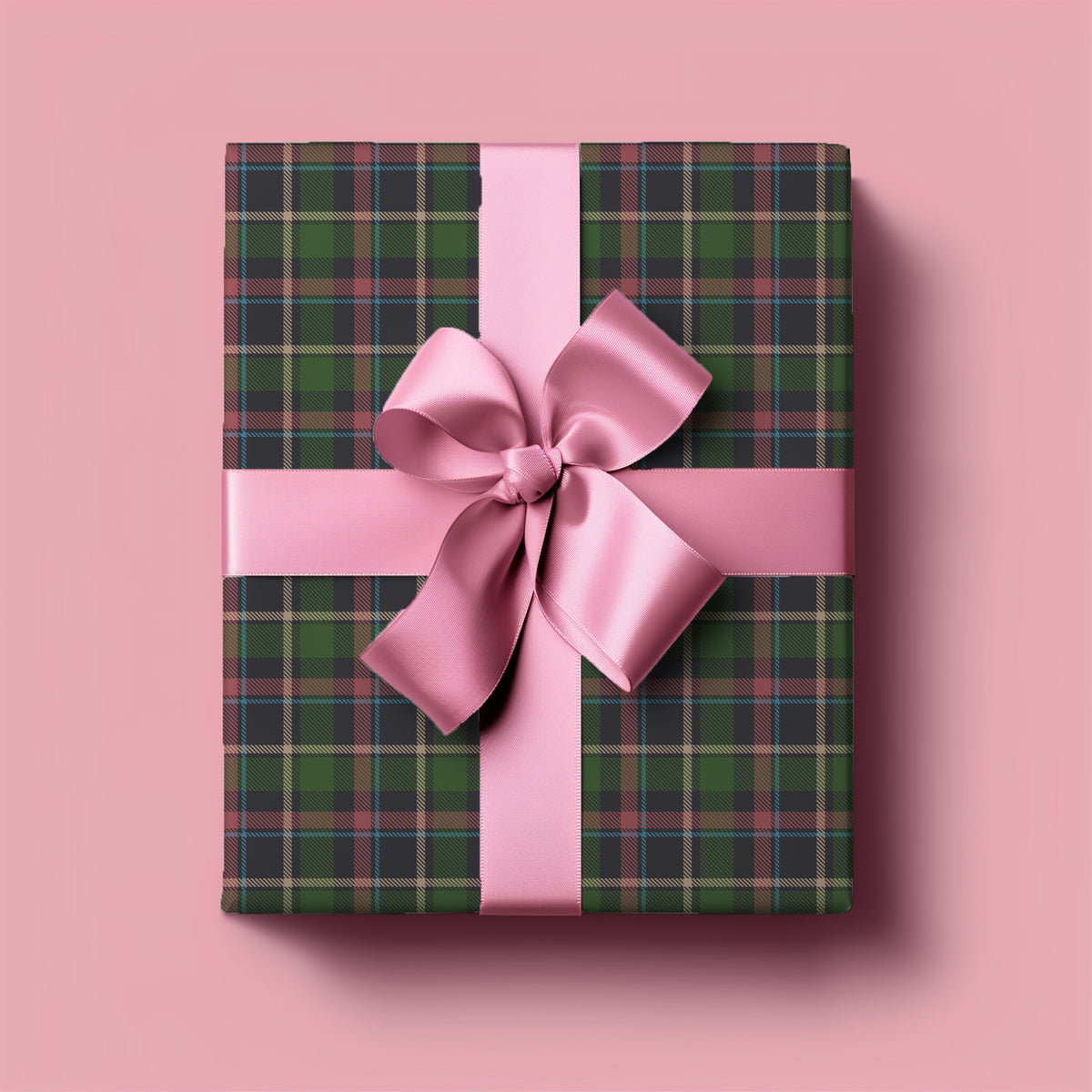 Green, Pink & Blue Tartan Plaid Gift Wrapping Paper