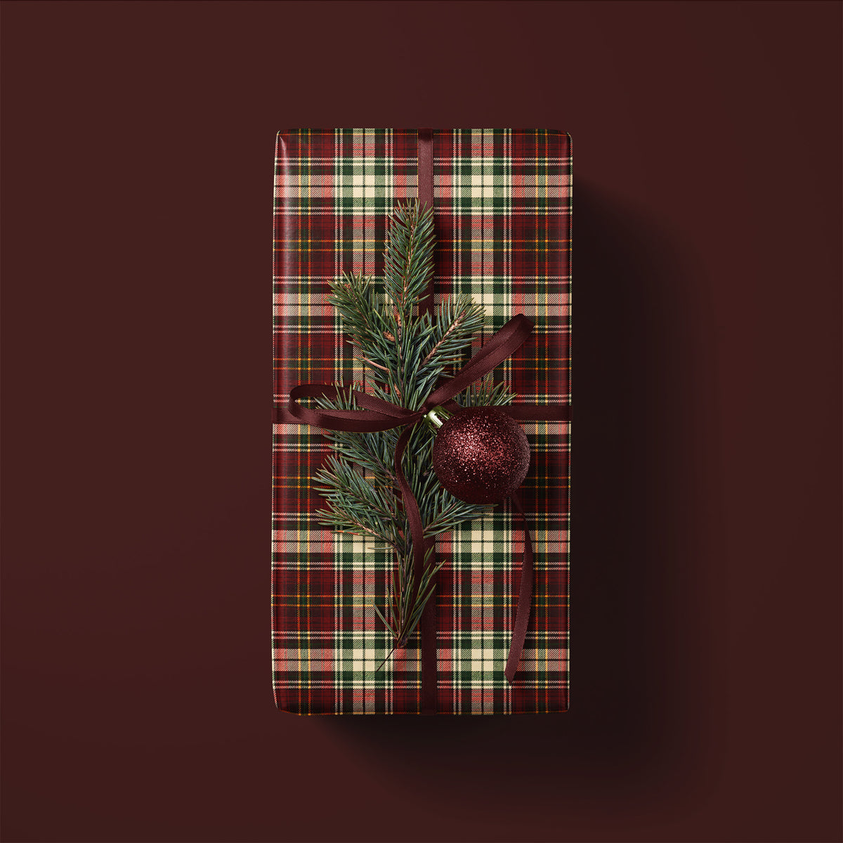 Red, Green, Beige & Yellow Tartan Plaid Gift Wrapping Paper