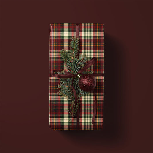 Red, Green, Beige & Yellow Tartan Plaid Gift Wrapping Paper