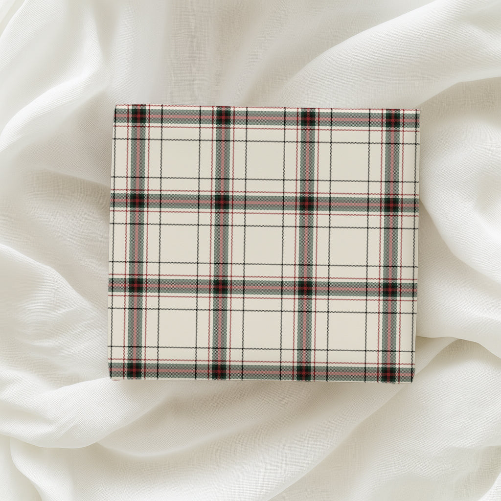 White, Red & Green Tattersall Plaid Tartan Gift Wrapping Paper