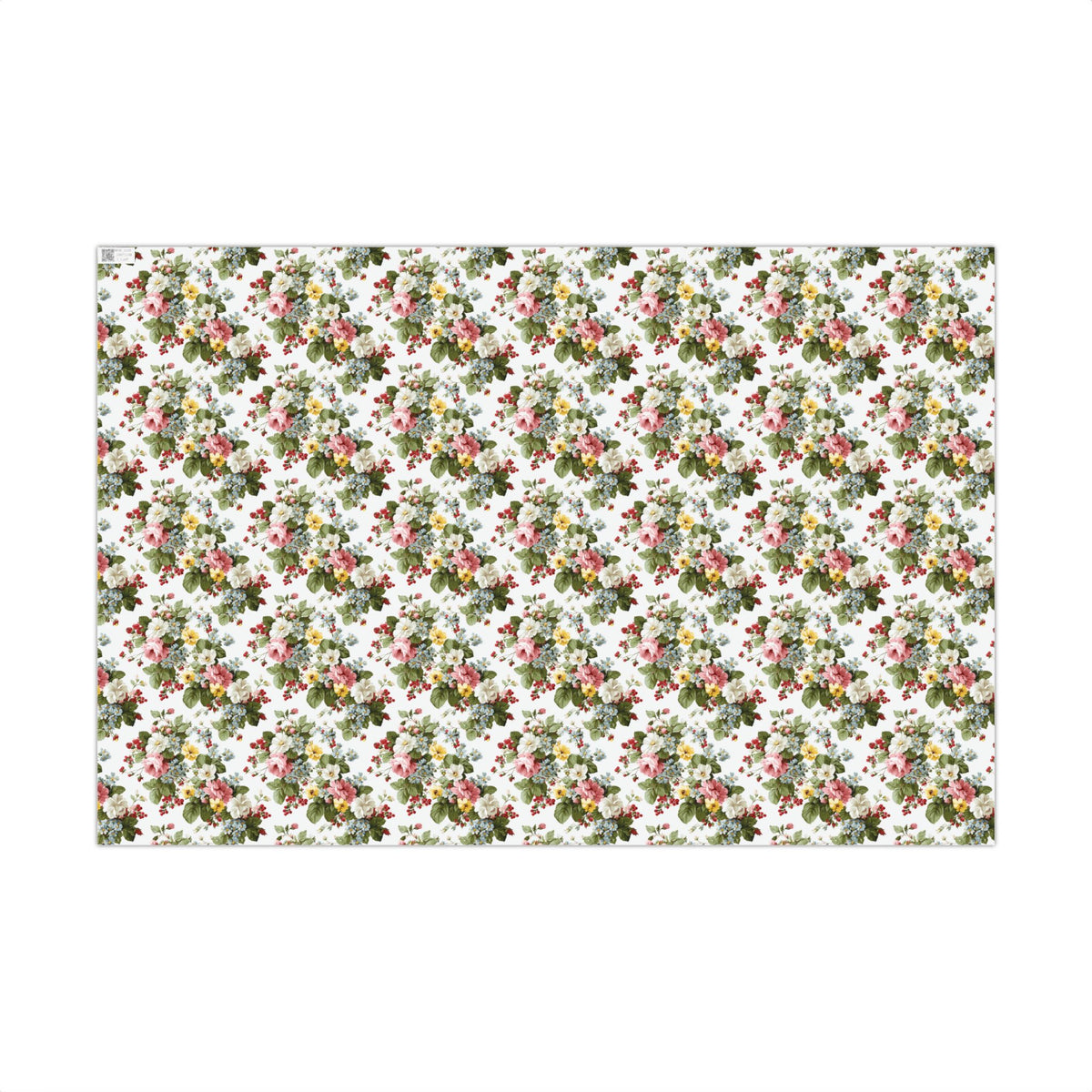 Pink, White & Yellow Floral Blooms with Red Berries Gift Wrapping Paper