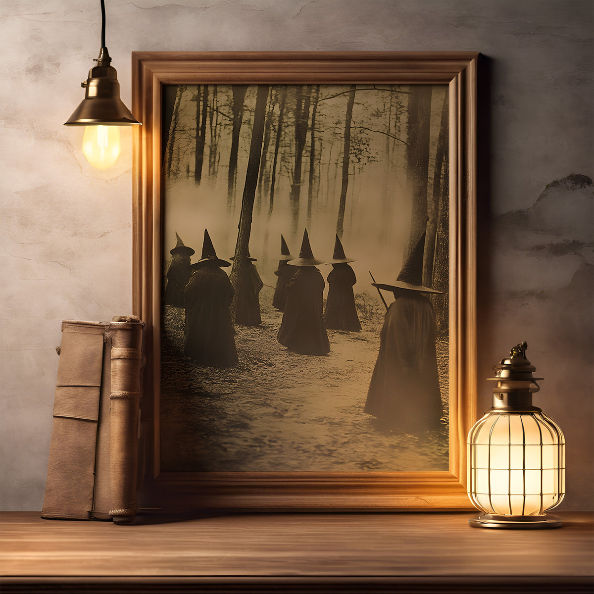 Grungy Coven of Witches In The Woods Matte Vertical Poster Art Print