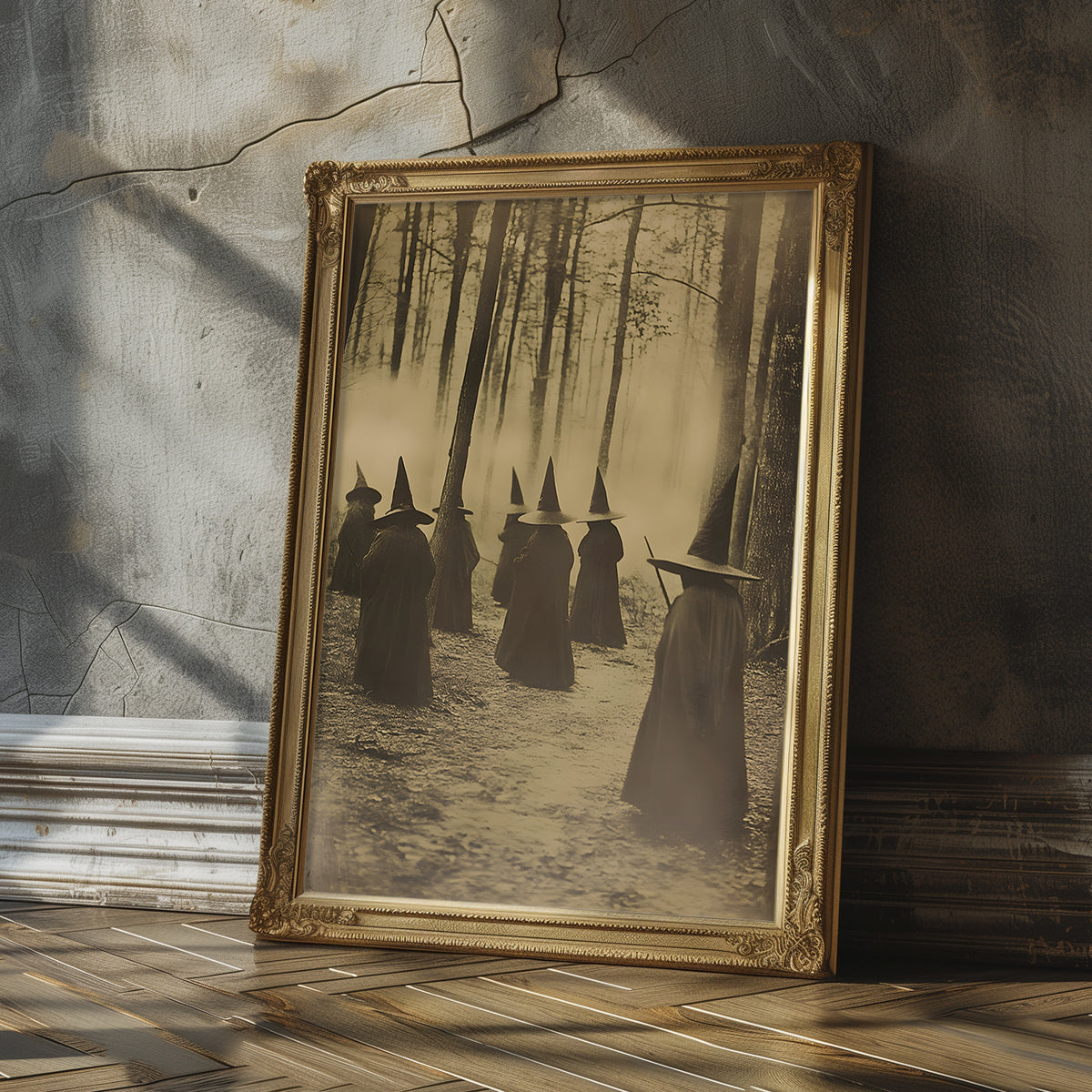Grungy Coven of Witches In The Woods Matte Vertical Poster Art Print