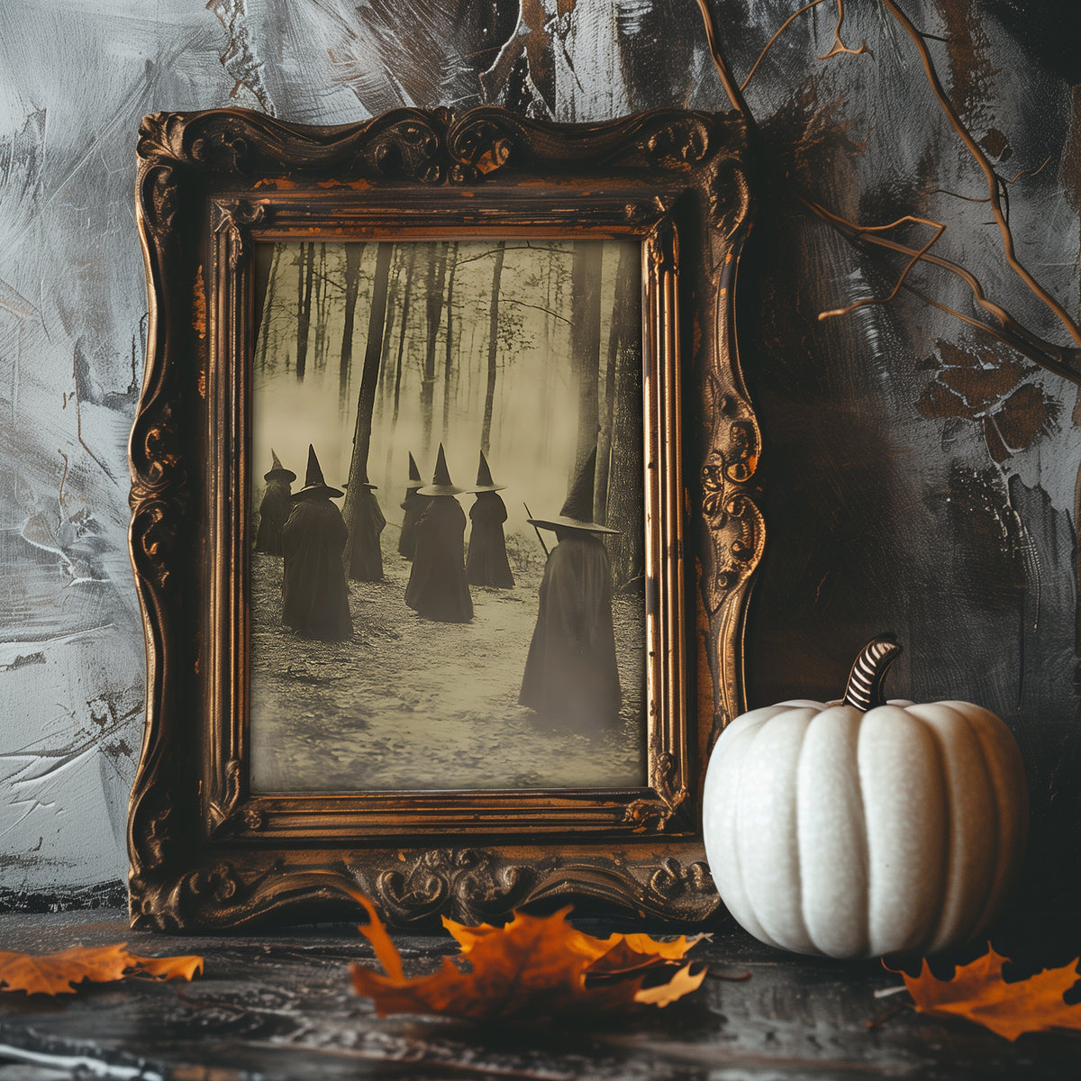 Grungy Coven of Witches In The Woods Matte Vertical Poster Art Print