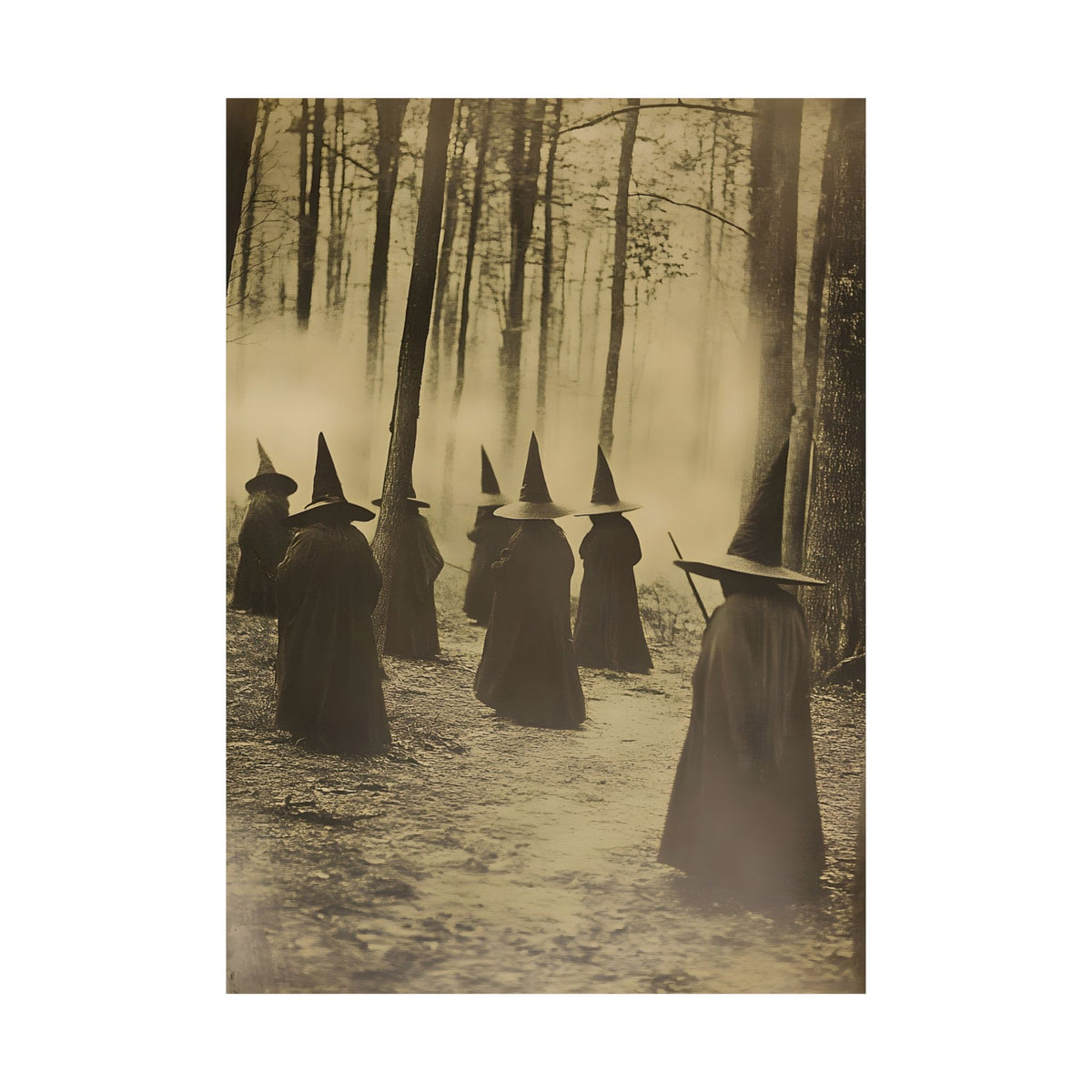 Grungy Coven of Witches In The Woods Matte Vertical Poster Art Print
