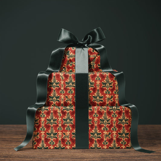 Vintage Red Baroque Fleur de Lis Style Gift Wrapping Paper