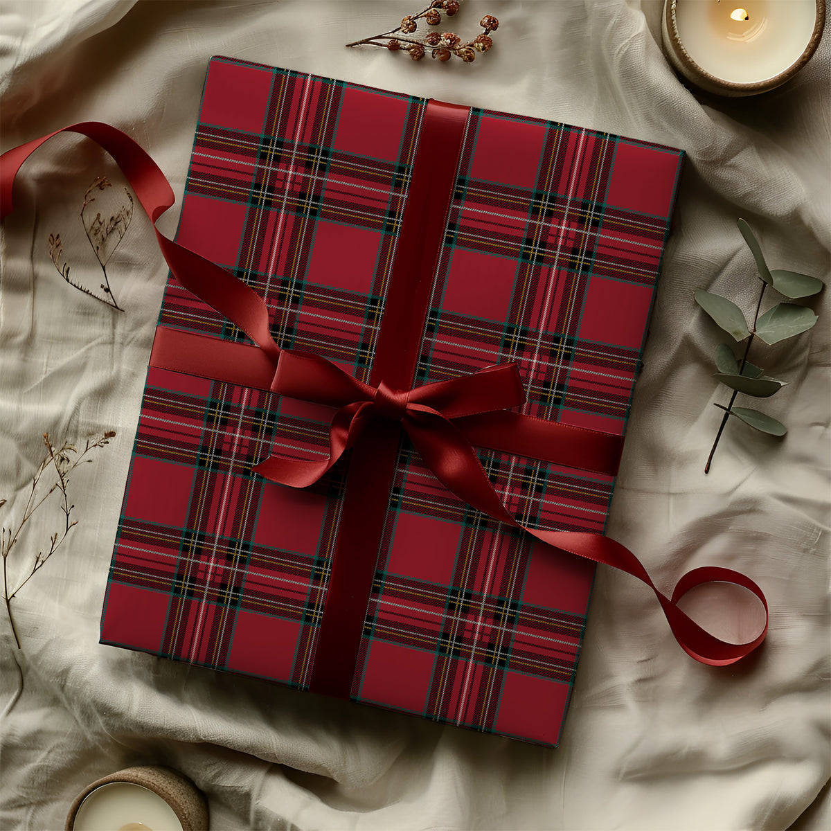 Red Tartan Plaid Christmas Gift Wrapping Paper