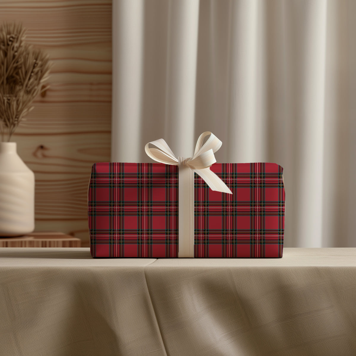 Red Tartan Plaid Christmas Gift Wrapping Paper