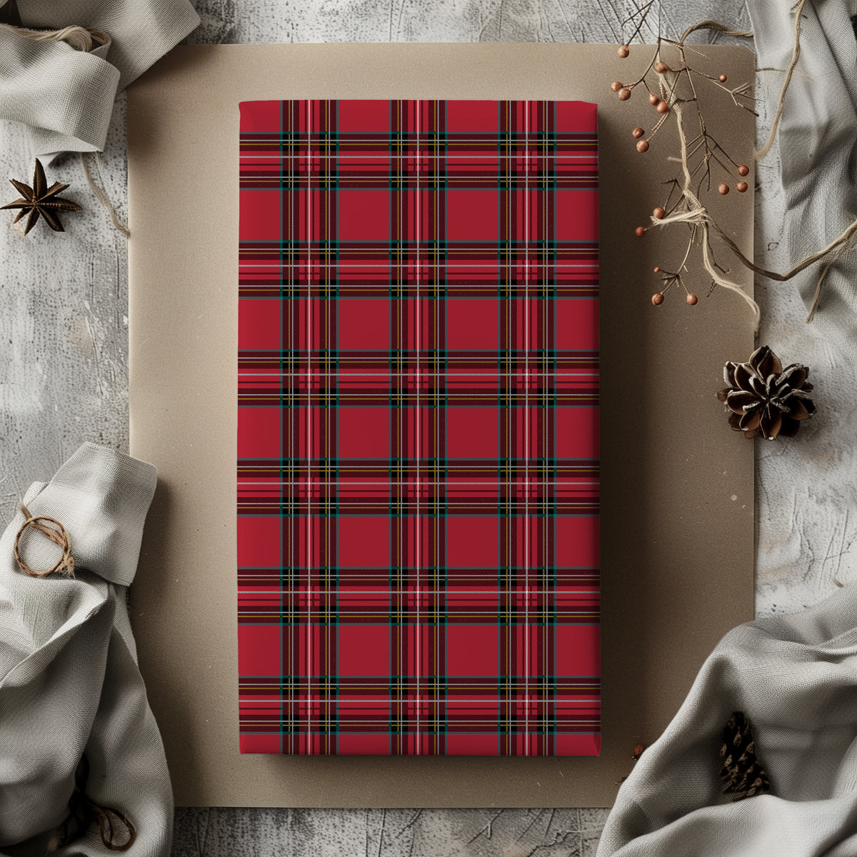 Red Tartan Plaid Christmas Gift Wrapping Paper