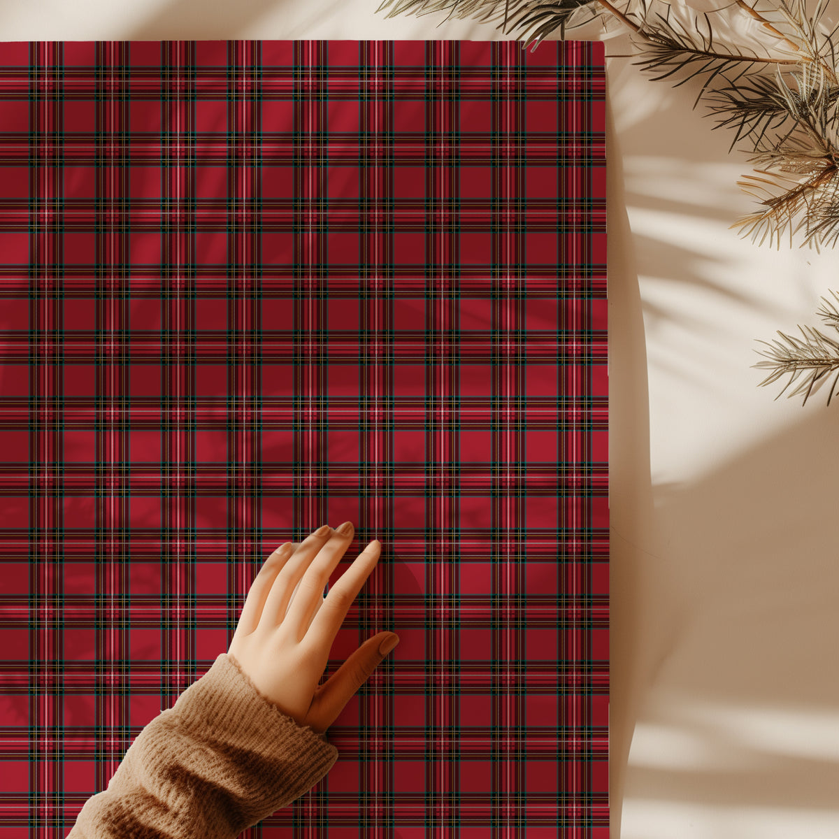 Red Tartan Plaid Christmas Gift Wrapping Paper