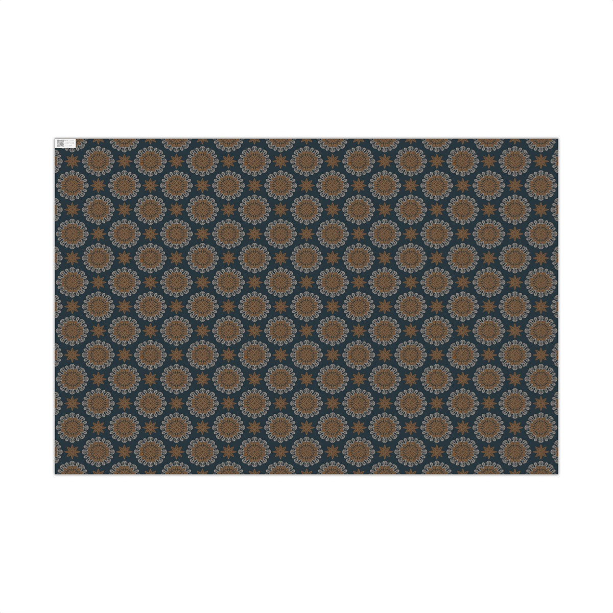 Navy & Gold Medallions and Snowflake Stars Gift Wrapping Paper