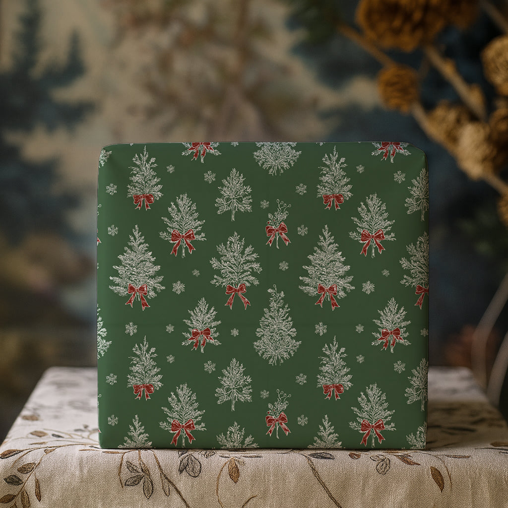 Christmas Trees with Red Ribbons Gift Wrapping Paper