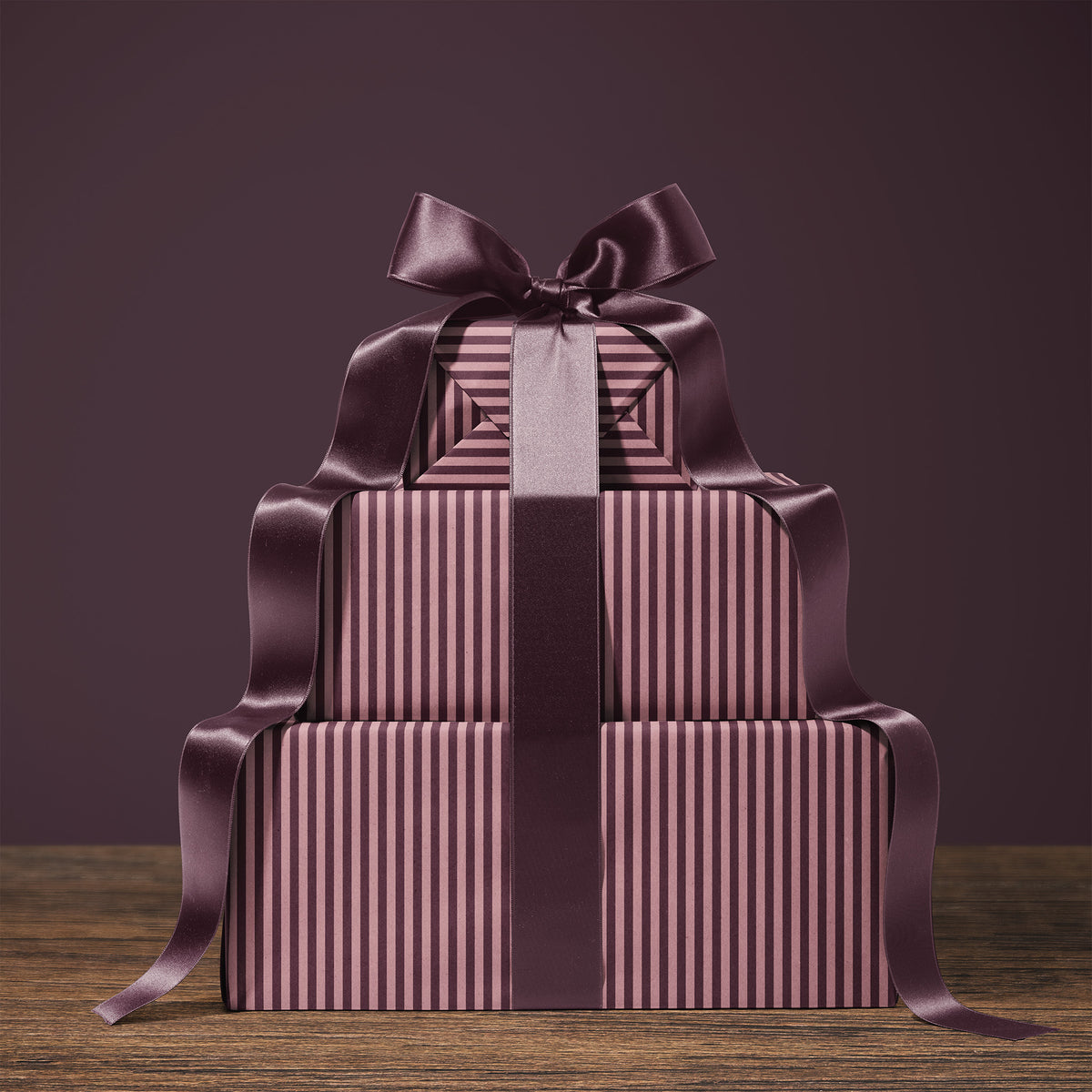 Mauve & Plum Candy Striped Gift Wrapping Paper