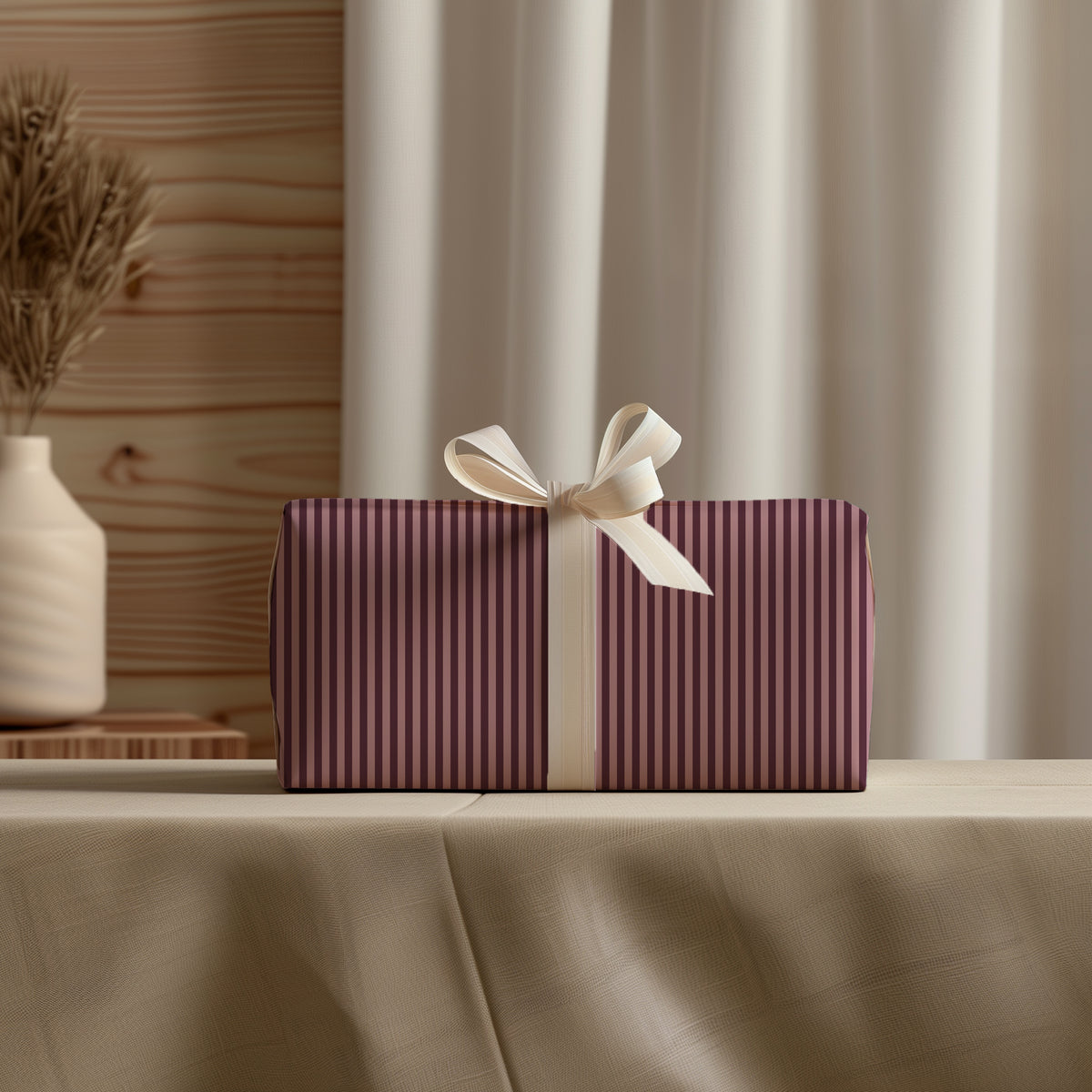Mauve & Plum Candy Striped Gift Wrapping Paper