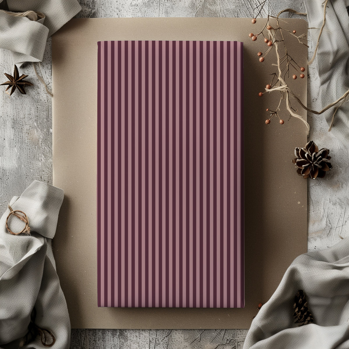 Mauve & Plum Candy Striped Gift Wrapping Paper