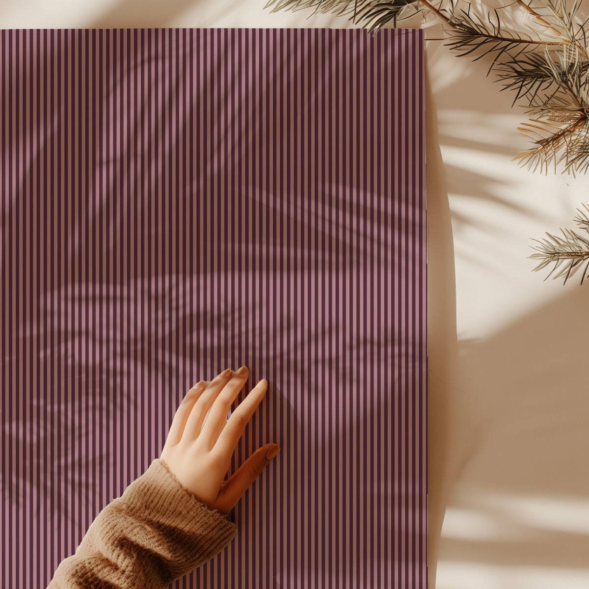 Mauve & Plum Candy Striped Gift Wrapping Paper