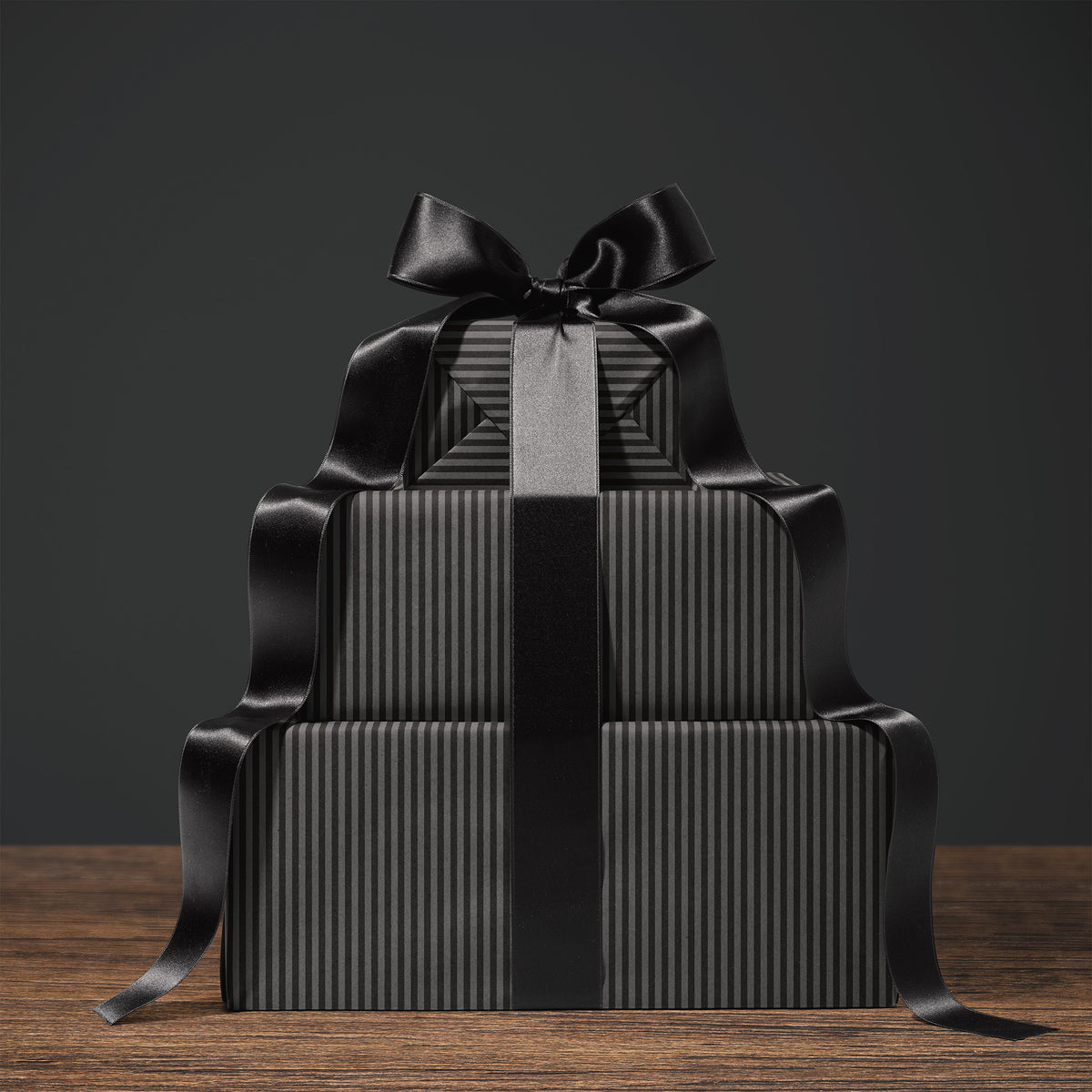 Charcoal & Black Dark Moody Candy Striped Gift Wrapping Paper