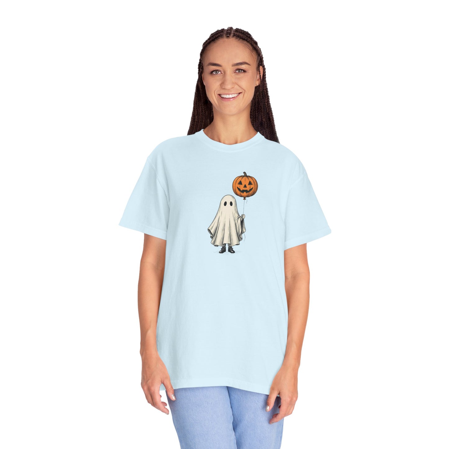 Simple Boho Ghost Holding a Pumpkin Balloon T-shirt